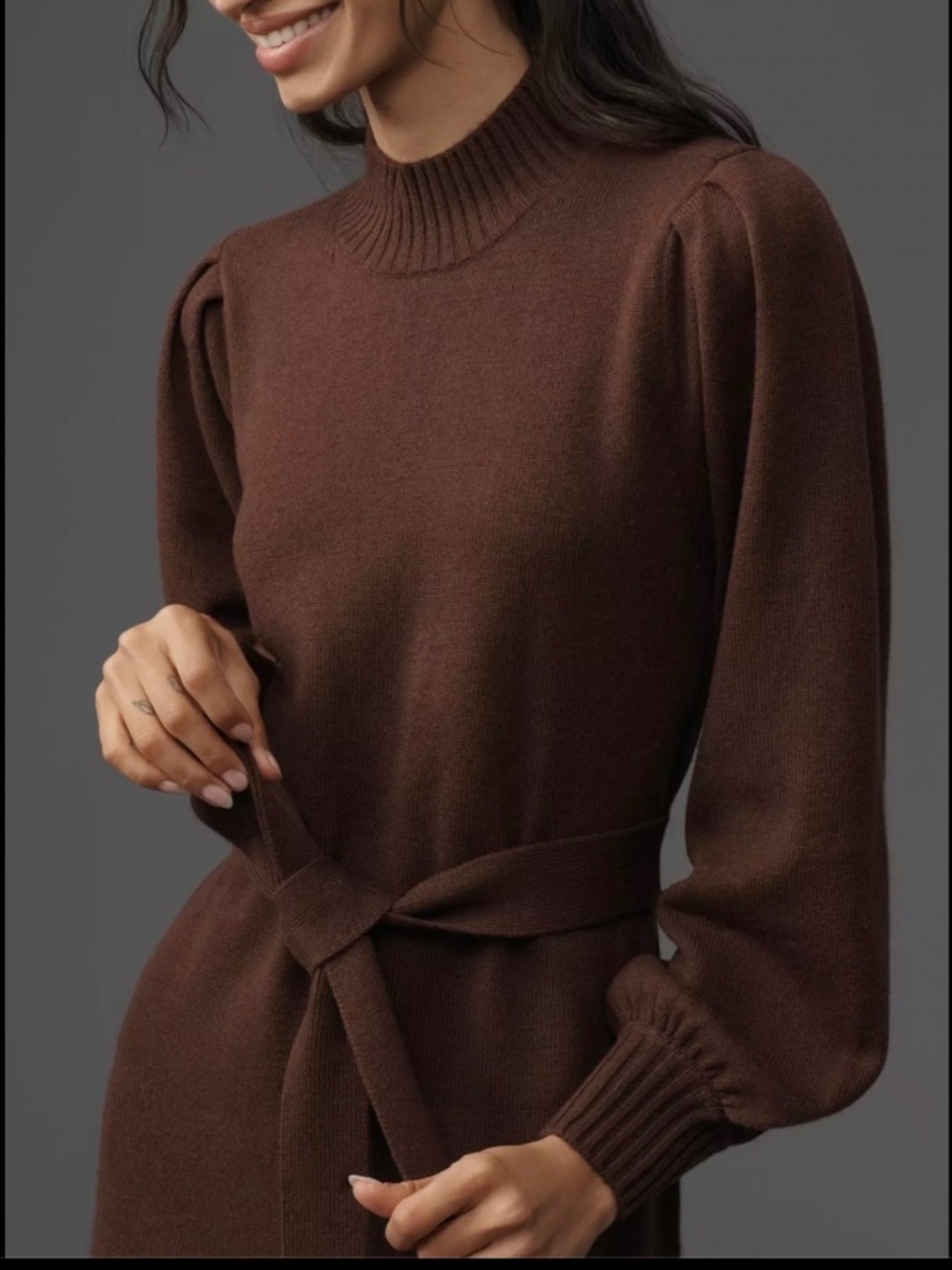 PAIGE Julita Long-Sleeve Wool Blend Mini Dress Tamarind SZ XL